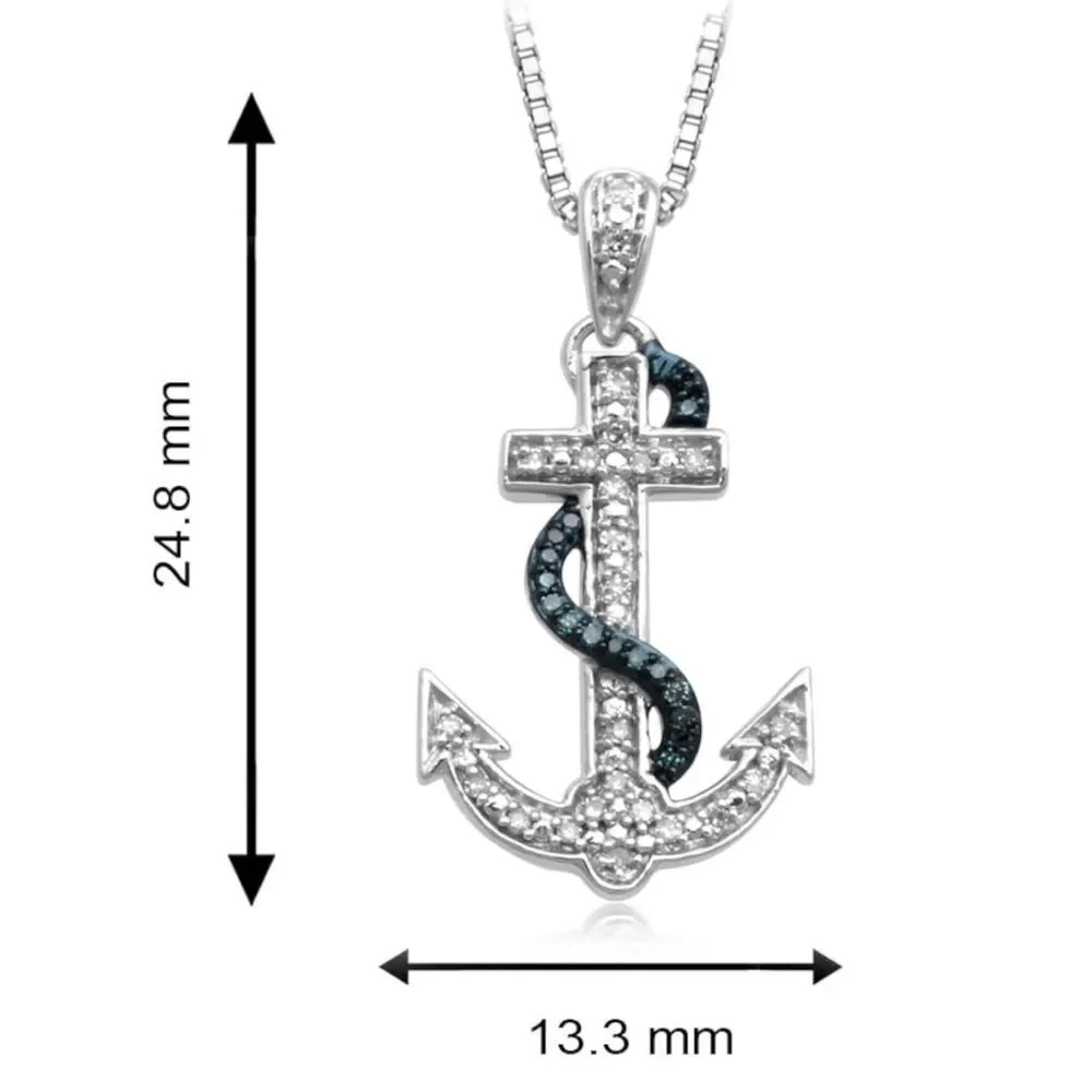 1/10 CTTW Diamond Anchor Pendant 14K White Gold